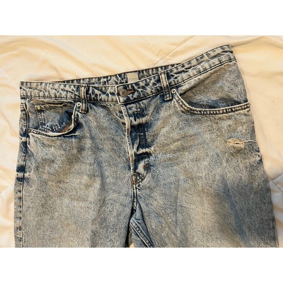 Rare Acid Wash Distressed H&M SIZE 14 &Denim 90’s Boyfriend Jeans 28 Length - Picture 2 of 5